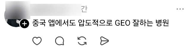 Screenshot of an industry marketer's comment on GEO performance, anonymized